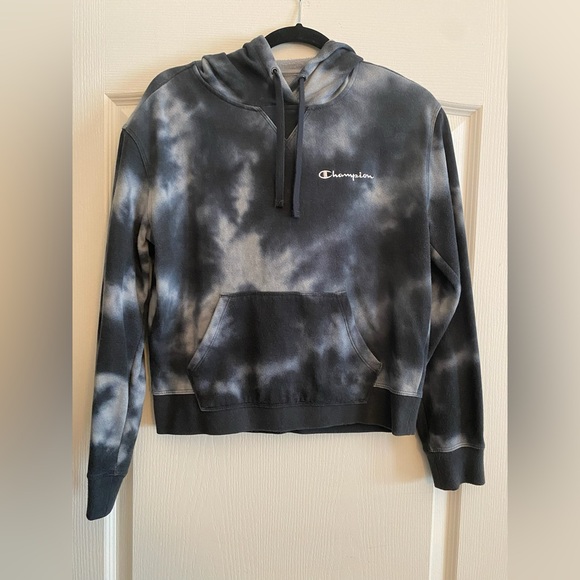 Champion Tops - Champion Black and Gray Tie-Dye Hoodie